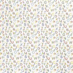Baumwollpopeline bunte Buchstaben - weiss