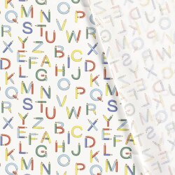Baumwollpopeline bunte Buchstaben - weiss