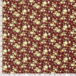 Viskose Quattro Stretch Blumenbouquet - weinrot