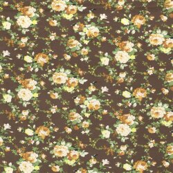 Viskose Quattro Stretch Blumenbouquet - braun