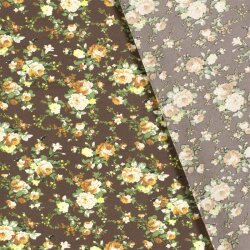 Viskose Quattro Stretch Blumenbouquet - braun