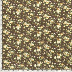 Viskose Quattro Stretch Blumenbouquet - braun