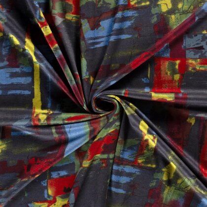 Polyester Viskose Discharge-Druck Kunst - stahlblau