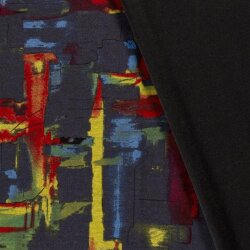 Polyester Viskose Discharge-Druck Kunst - stahlblau
