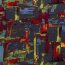 Polyester Viskose Discharge-Druck Kunst - stahlblau