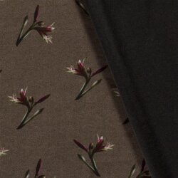 Polyester Viskose Mix Discharge-Druck Blumenzweig - taupe
