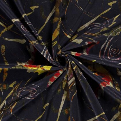 Polyester Viskose Mix Discharge-Druck Kringelmuster -dunkelblau
