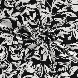 Viskosejersey Blumengeflecht - schwarz