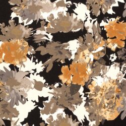 Viskosejersey abstrakter Blumendruck - senf