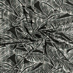 Viskosejersey abstrakte Blätter - dunkelgrün
