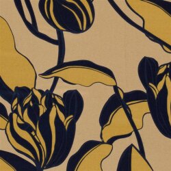 Viskosejersey abstrakte Blume - beige