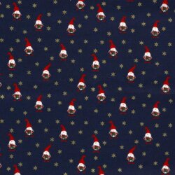Baumwollpopeline Foliendruck Weihnachtsgnome - nachtblau