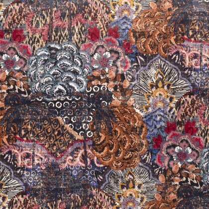 Dekostoff Samt-Optik Digital Blumen Patchwork - rot