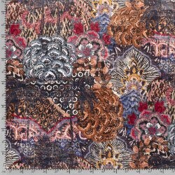 Dekostoff Samt-Optik Digital Blumen Patchwork - rot