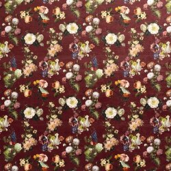 Dekostoff Samt-Optik Digital Romantische Blumen - nougat