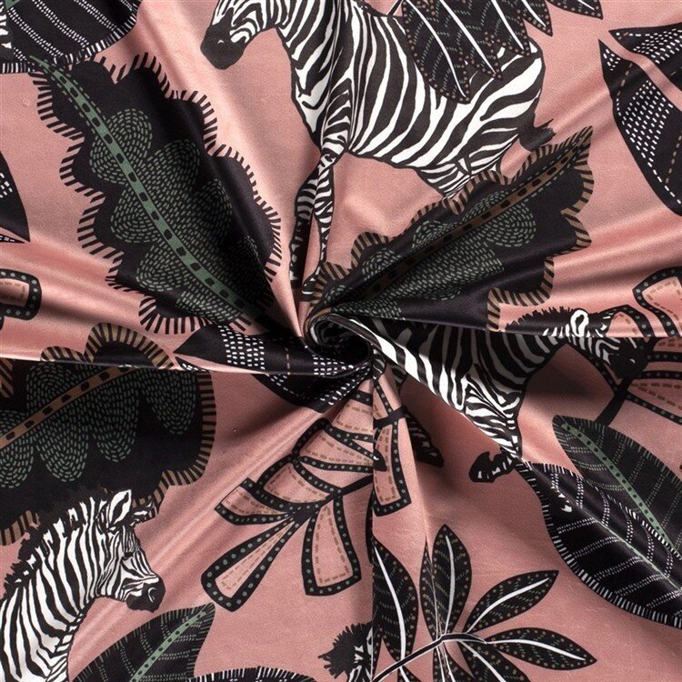 Dekostoff Samt-Optik Digital Zebra - antikpink