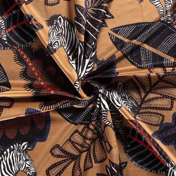 Dekostoff Samt-Optik Digital Zebra - kamelbraun