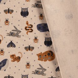 Interieurstoff Leinen-Optik Sternenbild Tiere - indigo/creme