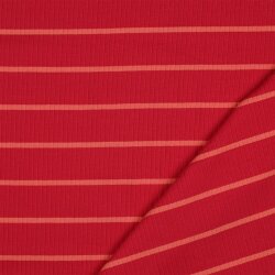 Rippenjersey Streifen - magenta /koralle