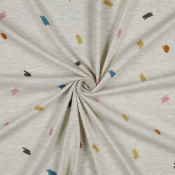 Baumwolljersey  Glitzer Kritzeleien - creme