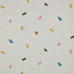 Baumwolljersey  Glitzer Kritzeleien - creme