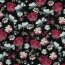 Baumwolljersey große Blumen - schwarz