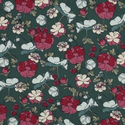 Baumwolljersey große Blumen - smaragd