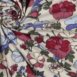 Baumwolljersey große Blumen - creme