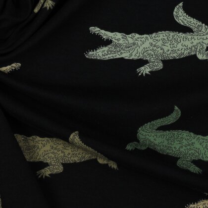 Baumwolljersey Krokodil - schwarz