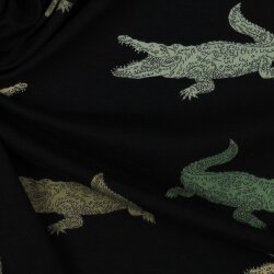 Baumwolljersey Krokodil - schwarz
