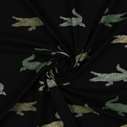 Baumwolljersey Krokodil - schwarz