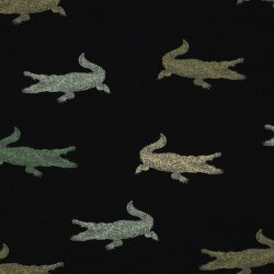 Baumwolljersey Krokodil - schwarz
