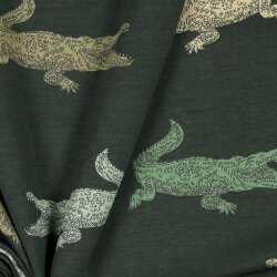 Baumwolljersey Krokodil - dunkeloliv