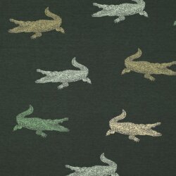 Baumwolljersey Krokodil - dunkeloliv