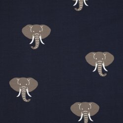Baumwolljersey Elefanten - dunkelblau