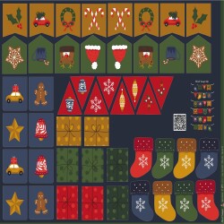 Baumwollpopeline Digital Panel Adventskalender - dunkelblau