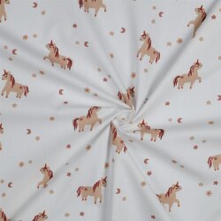 Baumwollpopeline Einhorn - weiß