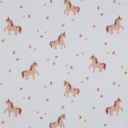 Baumwollpopeline Einhorn - weiß