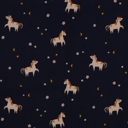 Baumwollpopeline Einhorn - dunkelblau