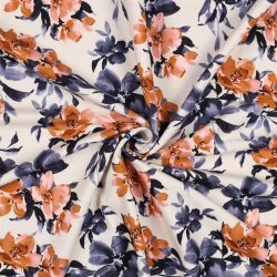 French Terry Digital Blumen - creme