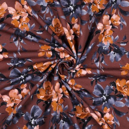 French Terry Digital Blumen - malve