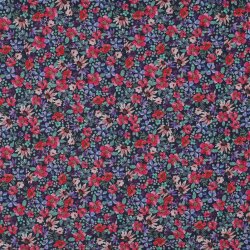 Baumwollpopeline Digital kleine Blumen - dunkelblau
