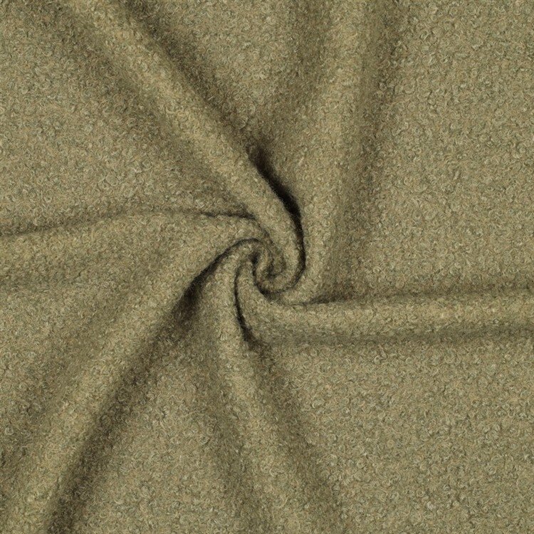 Bouclé Mantelstoff Uni *Vera* - moosgrün