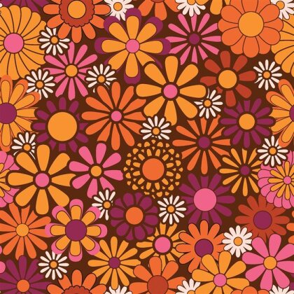 Modestoff Dekostoff Hippie Blumen - orange