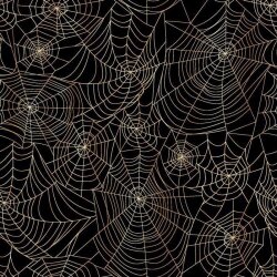Polyester Jersey Foliendruck Spinnennetz - schwarz