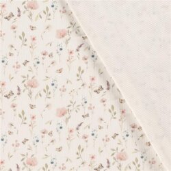 Ripp Jersey Digital Schmetterling und Blumen - creme