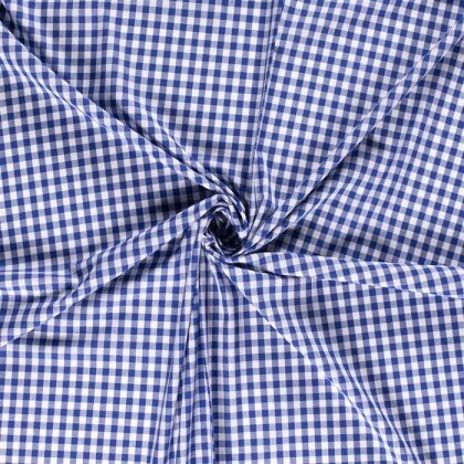 Baumwollpopeline garngefärbt - Vichy Karo 10mm royalblau