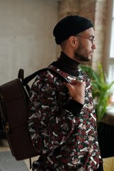 French Terry Digital Tattooherz mit Rosen - schwarz