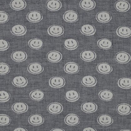 Musselin Smiley 2-SIDE - dunkelblaublau/creme