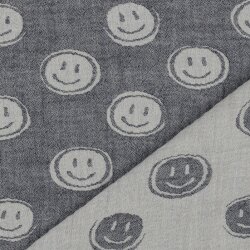 Musselin Smiley 2-Seitig - dunkelblau/creme
